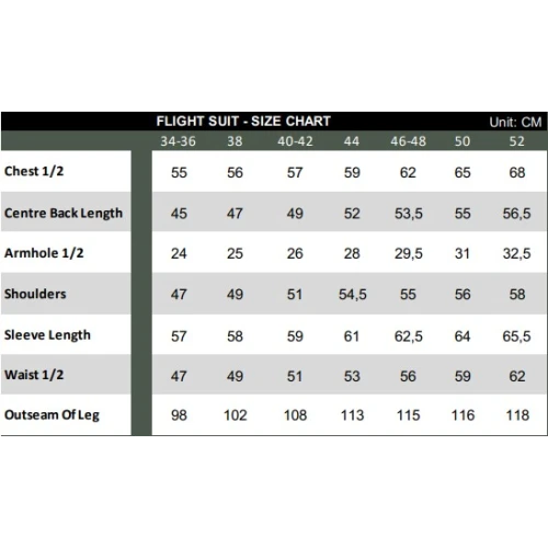 Size chart image