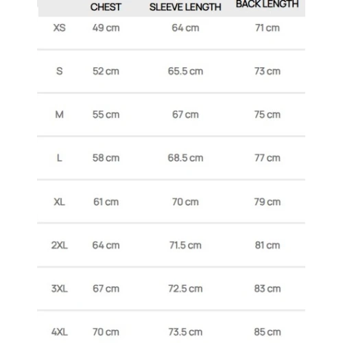 Size chart image